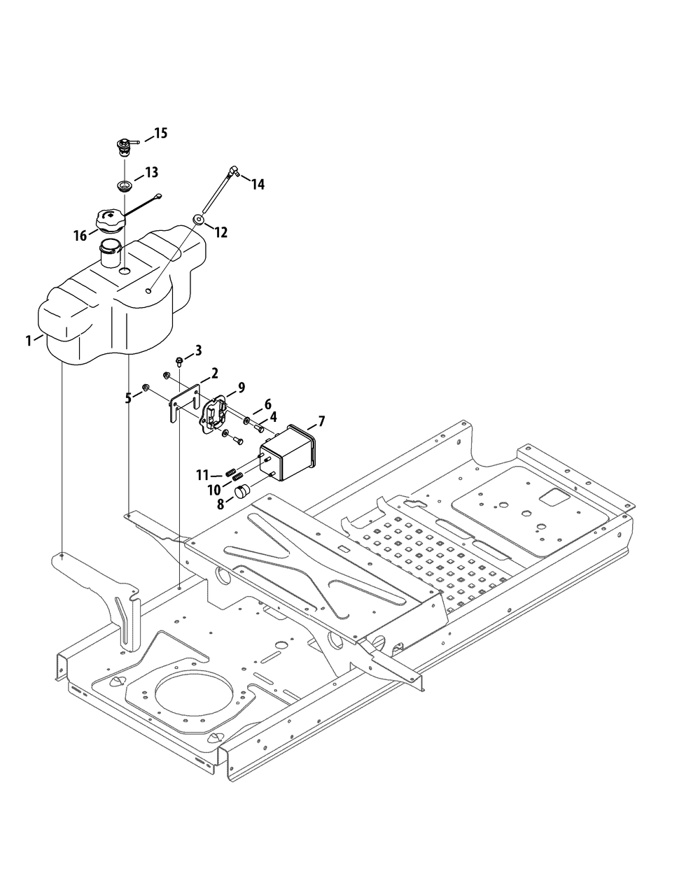 Fuel Tank (Ca Models) Diagram and Parts List for RZT-S42 (17AF2BDS010-17WF2BDS010-17WF2BDS056-17WF2BDS210)(2012) Cub Cadet Lawn Tractor